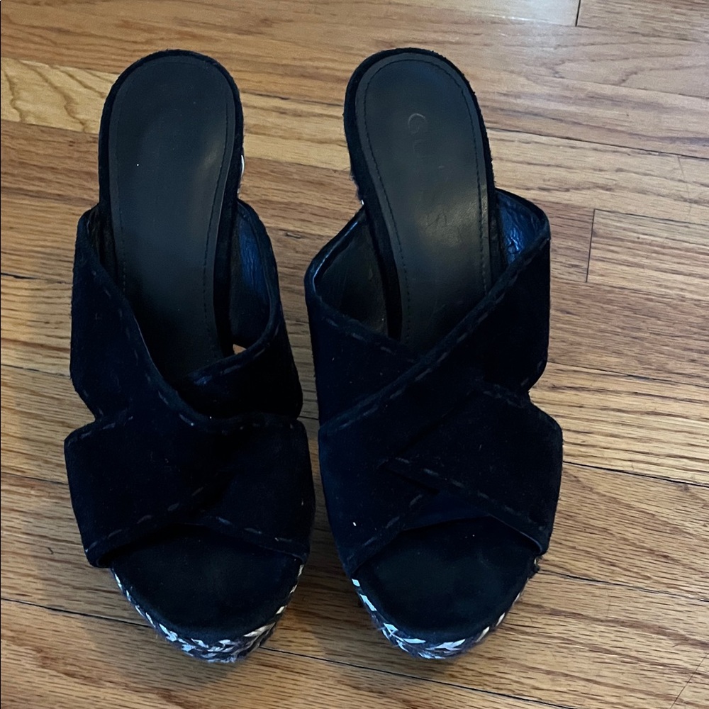 Guess Black and White Patterned Wedges